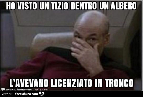 Ho visto un tizio dentro un albero l'avevano licenziato in tronco