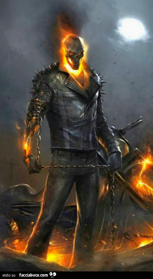 Ghost Rider. Johnny Blaze a fuoco con la catena in mano