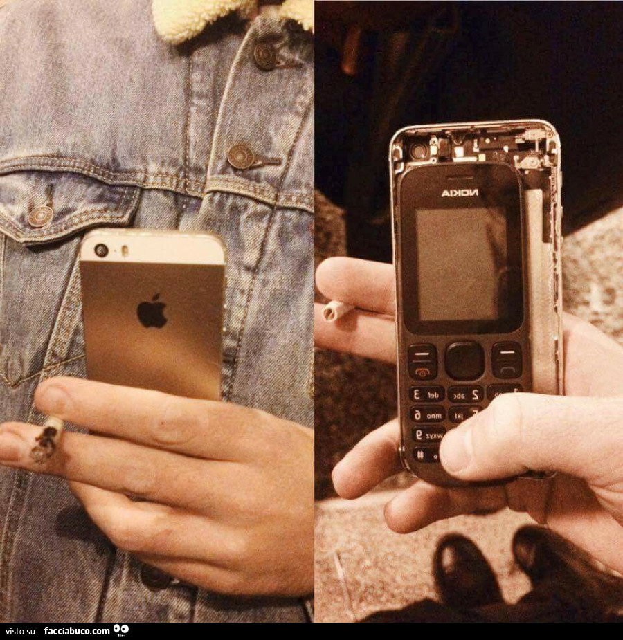Vecchio Nokia dentro cover iPhone