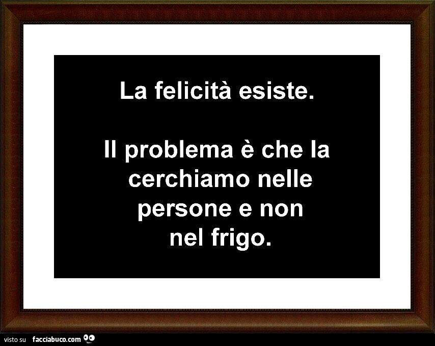 La Felicita Esiste Il Problema E Che La Cerchiamo Nelle Persone E Non Nel Frigo Facciabuco Com