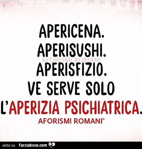 Apricena. Aperisushi. Aperisfizio. Ve serve solo l'aperizia psichiatrica