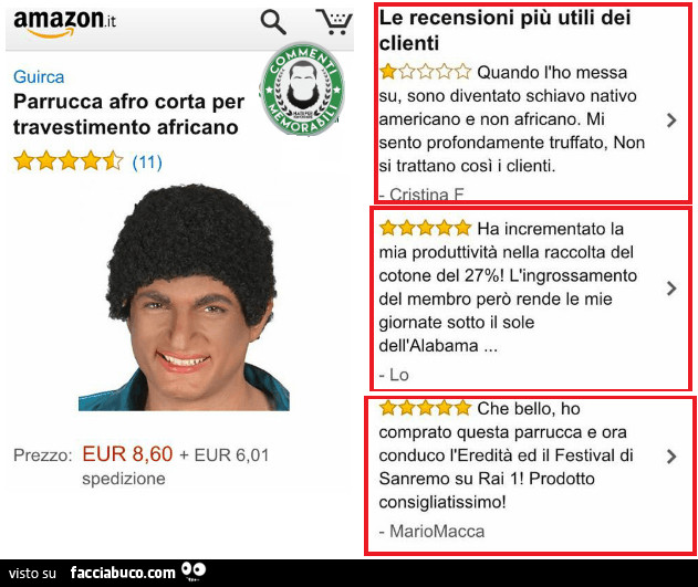Parrucca afro corta per travestimento africano. Le recensioni più utili dei clienti