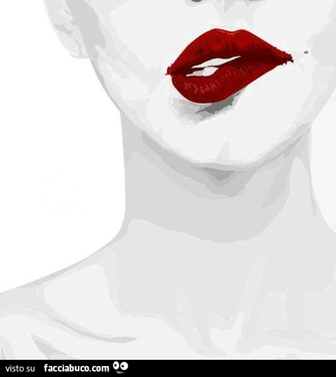 Volto bianco femminile stilizzato con rossetto