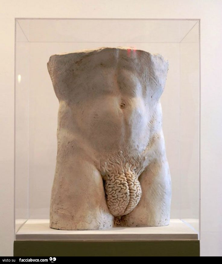 Scultura corpo maschile. Cervello al posto delle palle