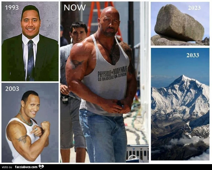 The Rock nel 1993. Nel 2003. Ora. Nel 2023. Nel 2033