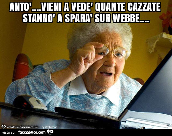 Antò… vieni a vedè quante cazzate stannò a sparà sur webbe