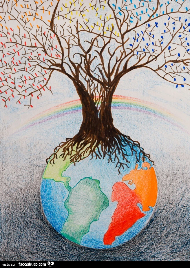 Albero mette radici nel mondo