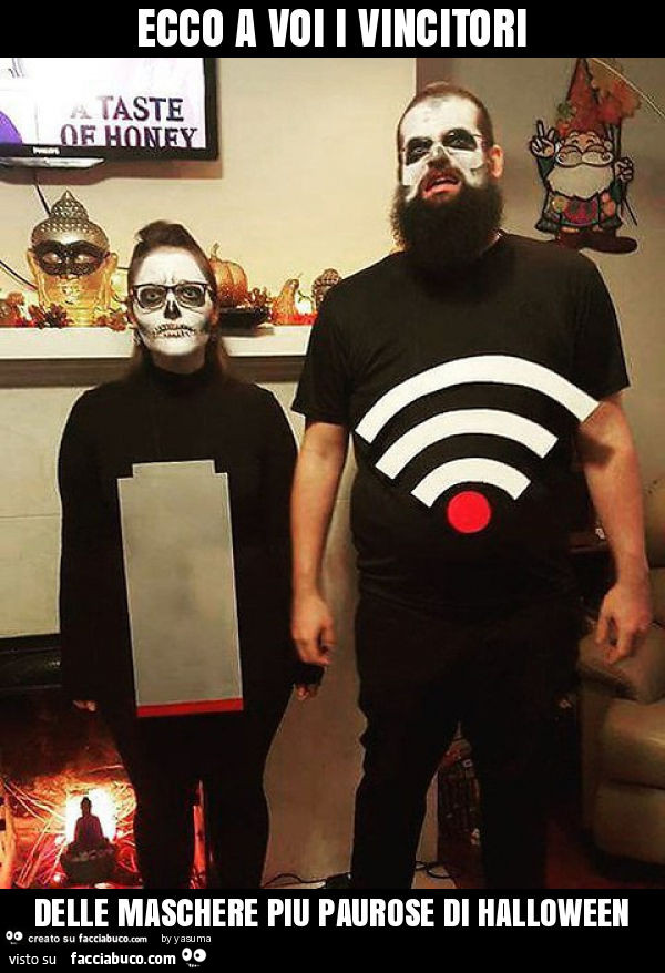 Ecco a voi i vincitori delle maschere piu paurose di Halloween. Batteria scarica e segnale Wi-fi assente