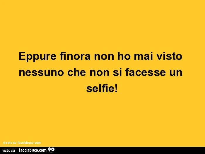 Eppure finora non ho mai visto nessuno che non si facesse un selfie
