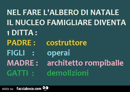 Nel fare l'albero di Natale il nucleo famigliare diventa 1 ditta