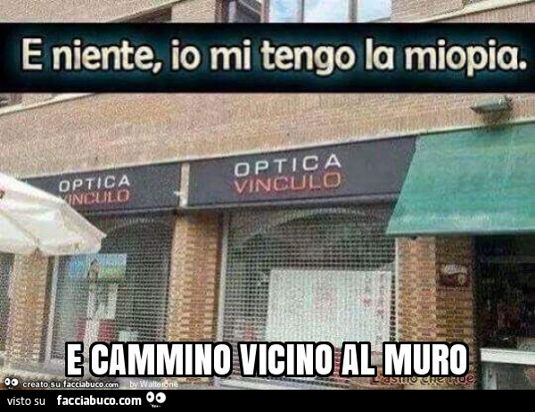 Optica Vinculo. E niente, io mi tengo la miopia e cammino vicino al muro