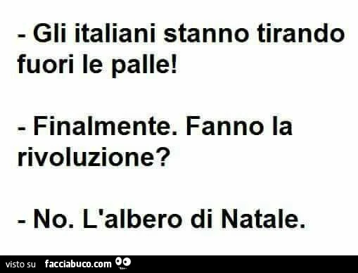 Gli Italiani stanno tirando fuori le palle! Finalmente. Fanno la rivoluzione? No. L'albero di Natale