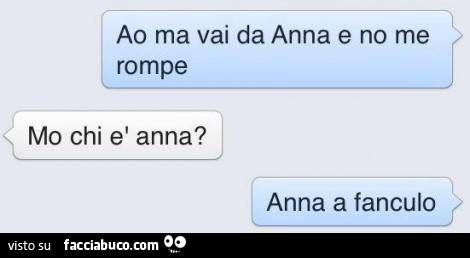 Ao ma vai da Anna e no me rompe. Mo chi è Anna? Anna a fanculo