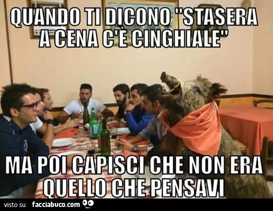 Quando ti dicono stasera a cena c'è cinghiale ma poi capisci che non era quello che pensavi