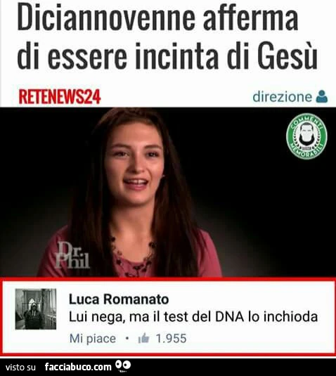 Diciannovenne afferma di essere incinta di Gesù. Lui nega, ma il test del DNA lo inchioda