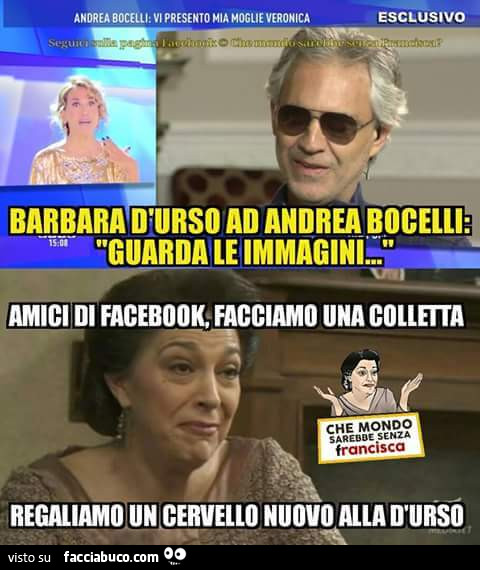 Barbara D'Urso ad Andrea Bocelli: guarda le immagini. Regaliamo un cervello nuovo alla D'Urso