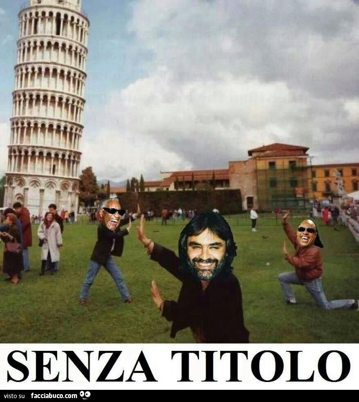 Andrea Bocelli, Ray Charles e Stevie Wonder si fanno la foto alla Torre di Pisa