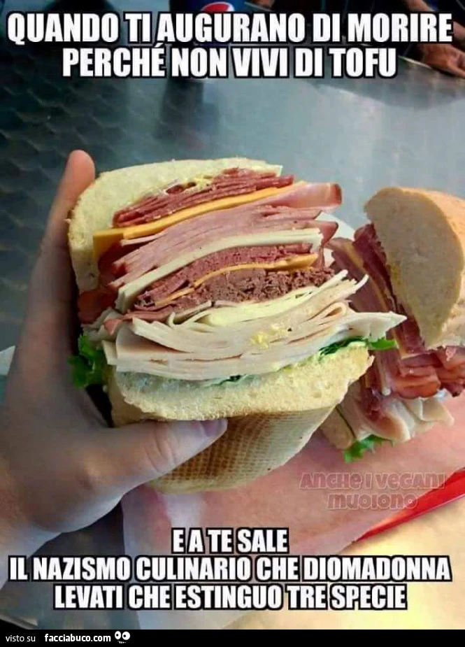 Quando ti augurano di morire perché non vivi di tofu, e a te sale il nazismo culinario che diomadonna levati che estinguo tre specie