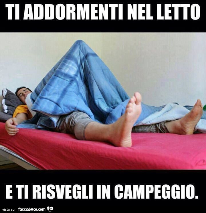 Ti addormenti nel letto e ti risvegli in campeggio