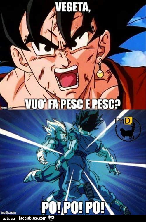 Vegeta, vuo fa pesc e pesc? Po! Po! Po