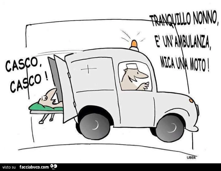 Casco! Casco! Tranquillo nonno è un'autoambulanza mica una moto