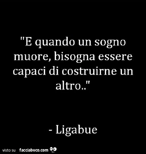 E quando un sogno muore, bisogna essere capaci di costruirne un altro. Ligabue