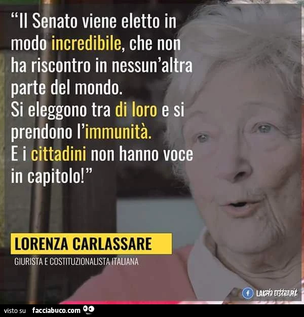 Il senato viene eletto in modo incredibile, che non ha riscontro in nessun'altra parte del mondo. Si eleggono tra di loro e si prendono l'immunità. E i cittadini non hanno voce in capitolo