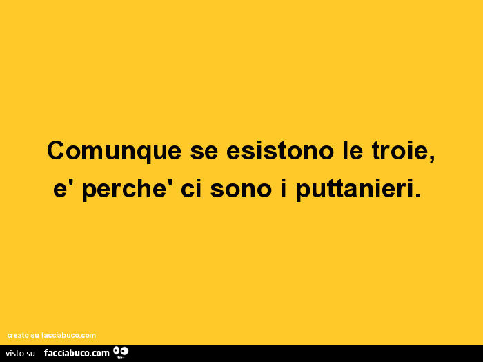 Comunque se esistono le troie, è perchè ci sono i puttanieri