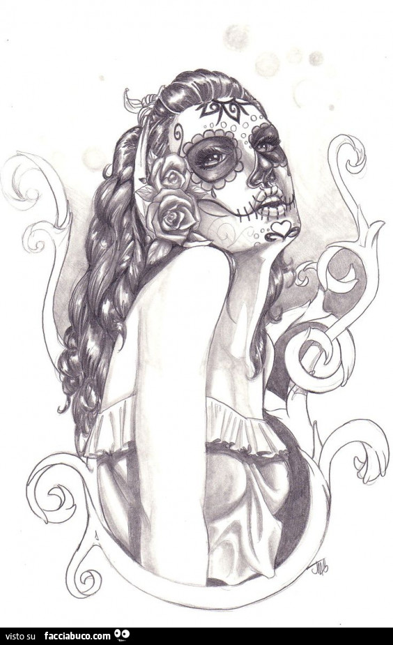Disegno di ragazza scheletro