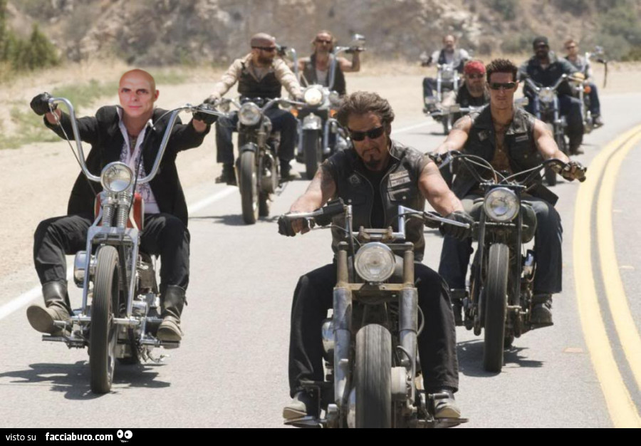 Fotomontaggio di Giuseppe negli Hells Angels Motorcycle