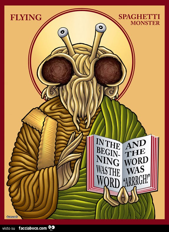 Flying Spaghetti Monster. La religione che celebra il Dio degli spaghetti