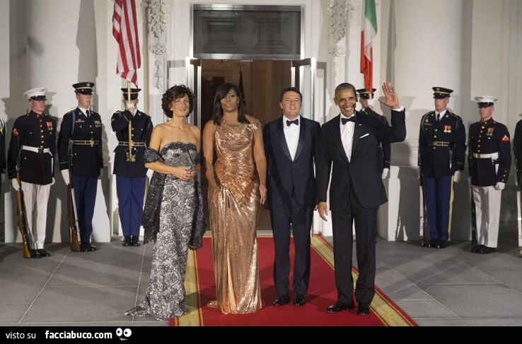 Matteo Renzi e la moglie a cena alla Casa Bianca con Obama