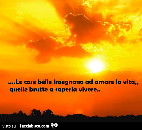 Le cose belle insegnano ad amare la vita, quelle brutte a saperla vivere