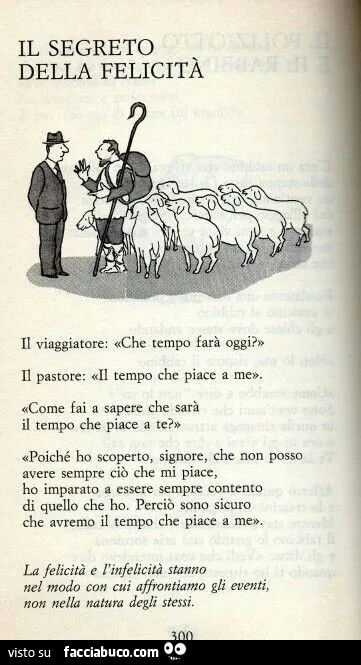 Il segreto della felicità è accontentarsi di ciò che si ha
