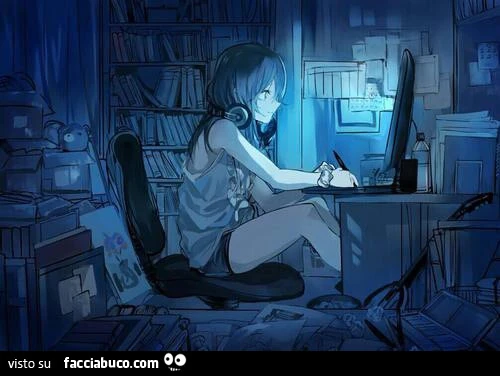 Ragazza manga davanti al computer