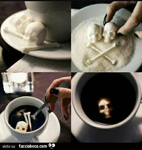 Zuccherini a forma di teschi nel caffè